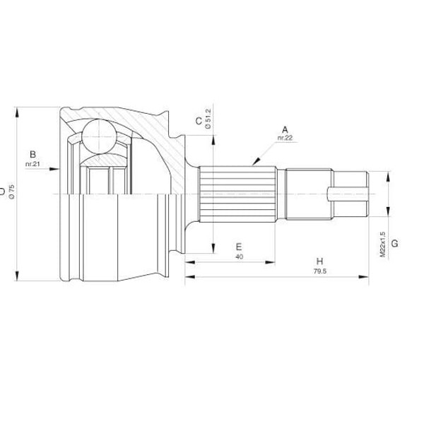 ECOFIX KRL1593ECF Aks Kafası Grande Puntocorsa D 05- 1,2-1,4-1,6-16V Dıs 
