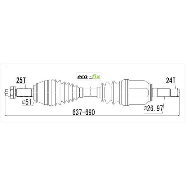 ECOFIX KRL2026ECF Ön Aks DobloPalioalbea 1,3 Mjt 05- Abs Sä°Z Sol Komple (Iç Kafalı) 