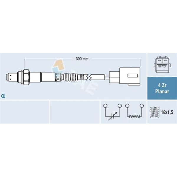 FAE 77454 Oksijen Sensörü 107 1,0 2005 - / C1 2005-2014 / Yaris 1,0 2005 -