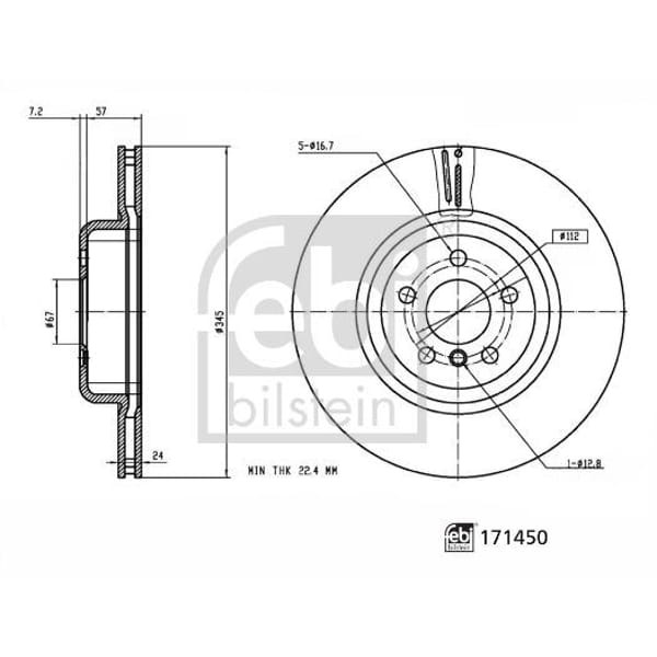 FEBI 171450 Fren Diski Arka (5D 345Mm) Bmw G20 G21 G30 G11 G02 15- 