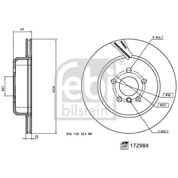 FEBI BILSTEIN 172984 Fren Diski Arka Sağ G20 G30 