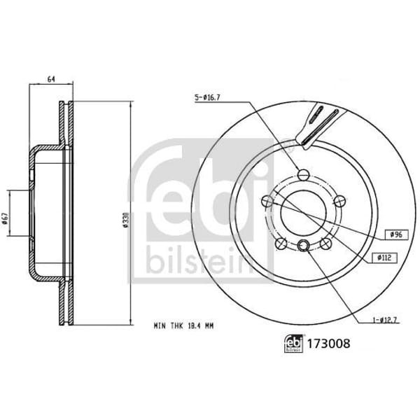 FEBI BILSTEIN 173008 Fren Diski Arka Sol G20 G30