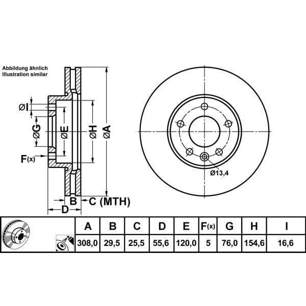 FERODO DDF1253C-1 Fren Diski Ön Touareg 7L 02- Transporter T5 03- Transporter T6 15- 16 Jant Havalı