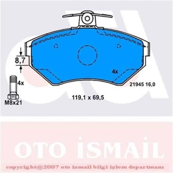 FERODO FDB1101 Fren Balatası Ön Polo III 95- Lupo 98- Fox 05- / Arosa 97- 17.00Mm