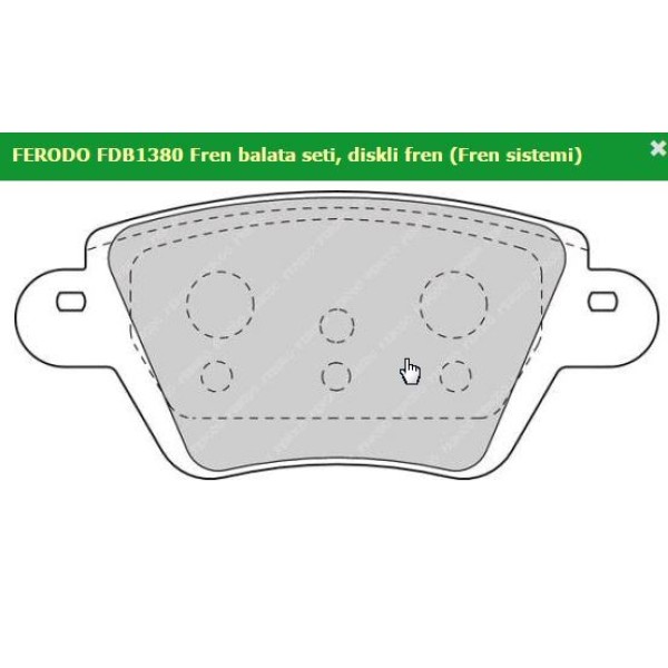 FERODO FDB1380 Fren Balatası Arka Kangoo I 98- / Mondeo III 00-07 / X-Type 01- 