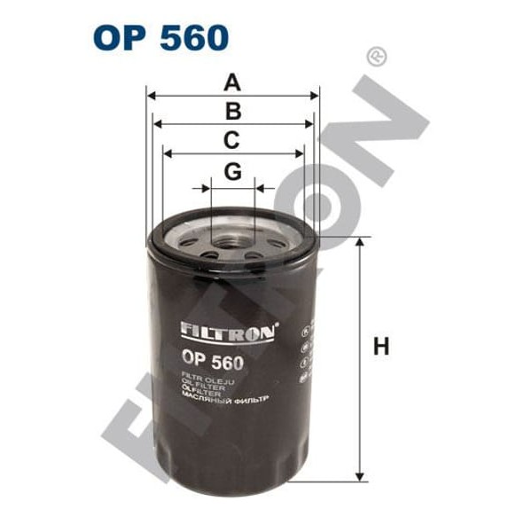 FILTRON OP560 Yağ Filtresi VW Transporter/Bus (T3) 2.1 112Hp 08/85-07/92