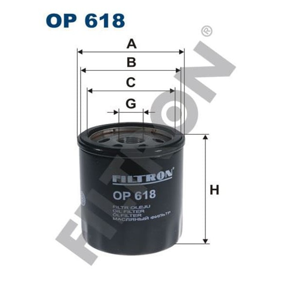 FILTRON OP618 Yağ Filtresi Corolla 1.6-1.8 (76-88) 1.4 04- Auris 1.4D 07- Yarıs1.4D Escort III 1.6İ 