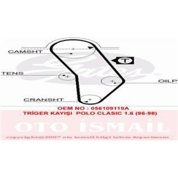 GATES 5016 Triger Eksantrik Kayışı Golf III Polo Classıc Transporter 2.4D Aja 121X180