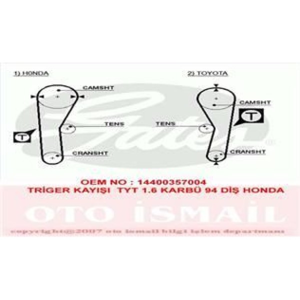 GATES 5027 Triger Eksantrik Kayışı Corolla 88-92 Ae92 1.6 Karbüratörlü 094X190 
