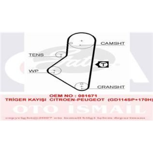 GATES 5215XS Triger Eksantrik Kayışı 205 306 405 406 / Xsara Xantıa 1.6 1.8 2.0 114X170 