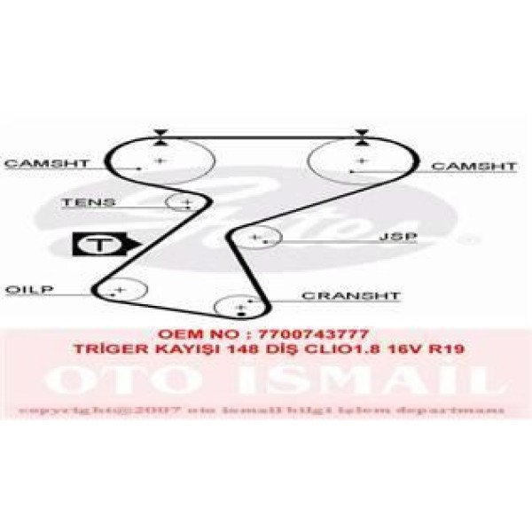 GATES 5244XS Triger Eksantrik Kayışı R19 CLIO 91-98 Megane I 96-99 1.8 16V 2.0 16V 148X254 