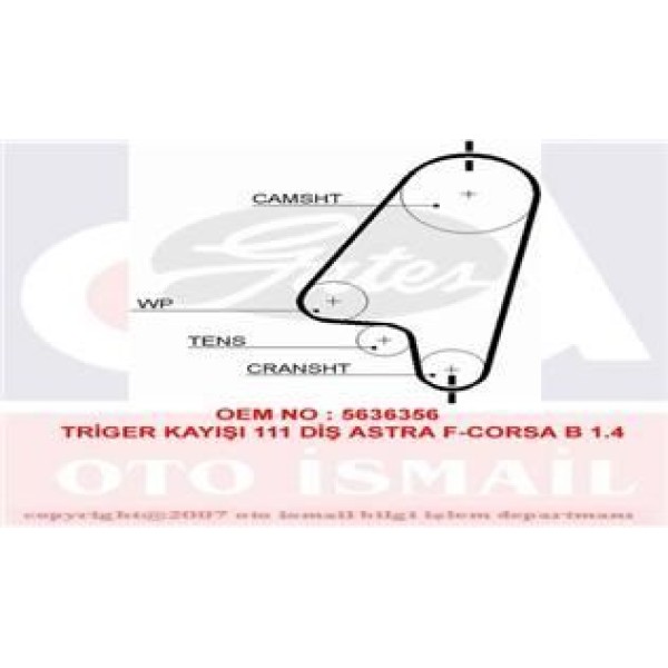 GATES 5310XS Triger Eksantrik Kayışı Astra F G Vectra A B Corsa A B Combo / Kalos 1.4 8V 111X170