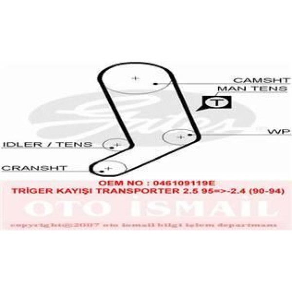 GATES 5323XS Triger Eksantrik Kayışı Transporter T4 96-03 Lt35 2.5 TDI Acv Dayanıklı 122X265 