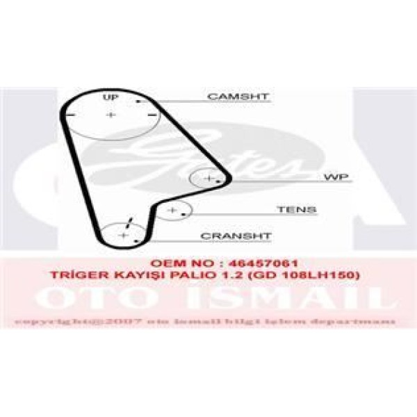 GATES 5411XS Triger Eksantrik Kayışı Palio Albea Doblo Punto 1.2 8V 108X150