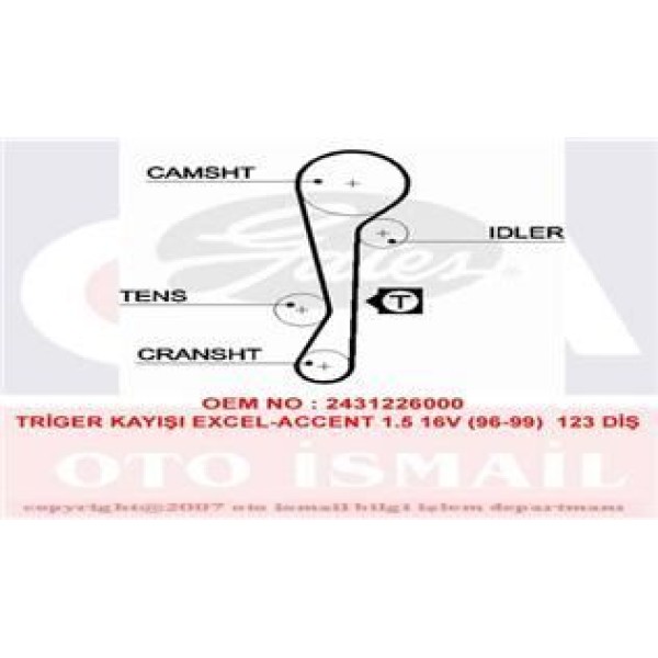 GATES 5479XS Triger Eksantrik Kayışı Accent Era Accent Mılenyum-Admıre / Rio 1.4 1.6 105X220 