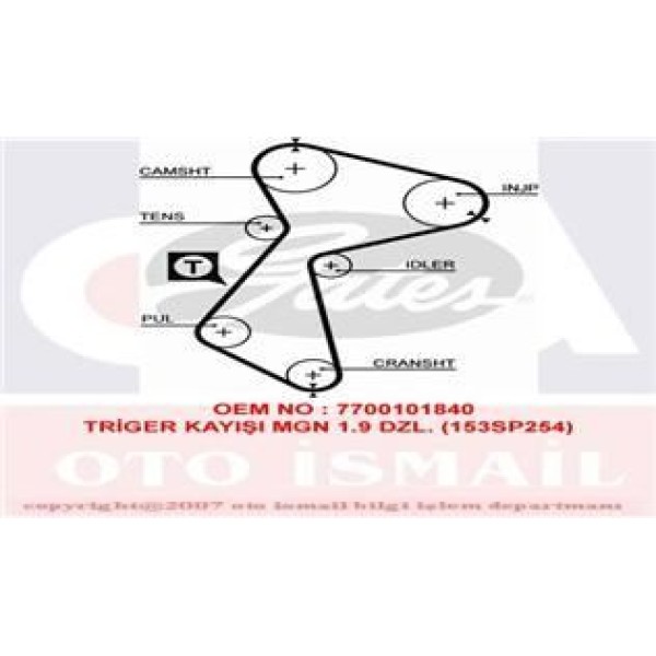 GATES 5485 Triger Eksantrik Kayışı R19 Express Megane I 1.9D 8V 153X254 