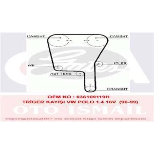 GATES 5490XS Triger Eksantrik Kayışı Polo 96-99 1.4 16V 149X250