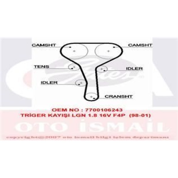 GATES 5507XS Triger Eksantrik Kayışı CLIO Sport 2.0 16V Megane I Laguna I 1.6 1.8 2.0 128X270