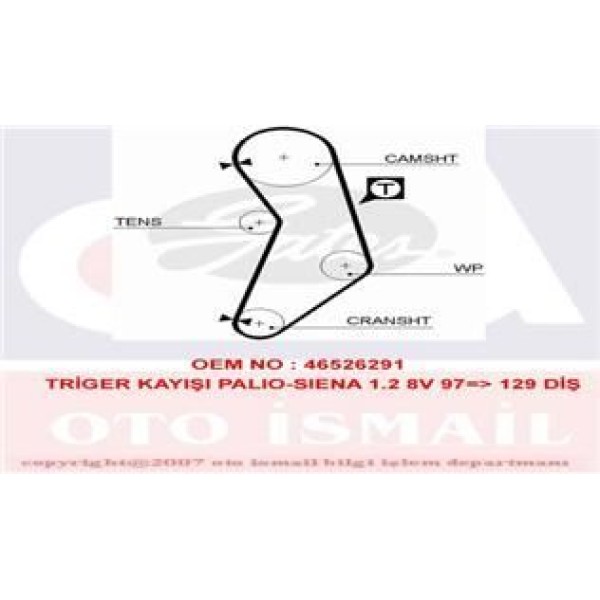 GATES 5545XS Triger Eksantrik Kayışı Palio Siena Doblo Panda Punto 1.2 8V 129X150