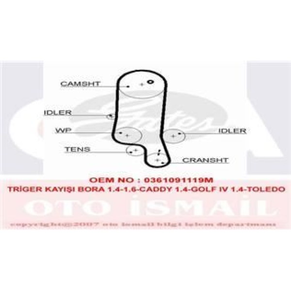 GATES 5565XS Triger Eksantrik Kayışı Golf IV V Polo 00- 1.4 16V Ahw 130X200