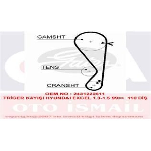 GATES 5568XS Triger Eksantrik Kayışı Accent Mılenyum-Admıre Getz 1.3 110X220