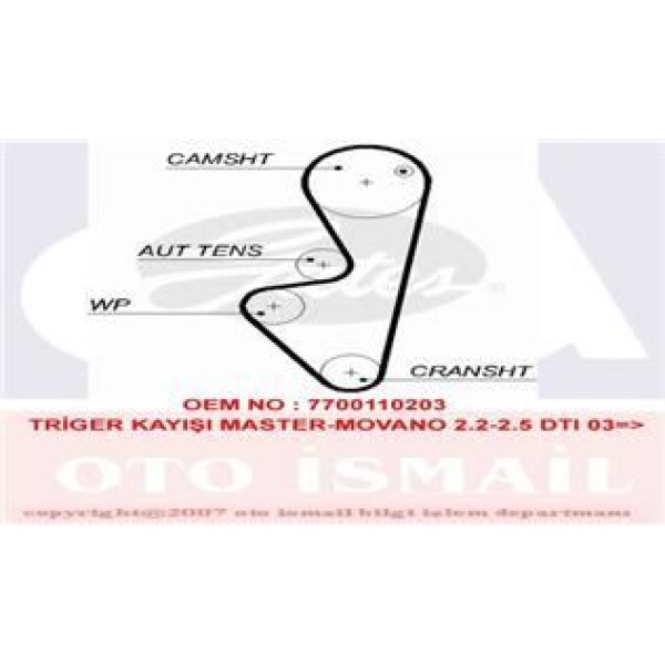 GATES 5573XS Triger Eksantrik Kayışı Master II / Movano 2.5 DCI G9U 16V 089X250 