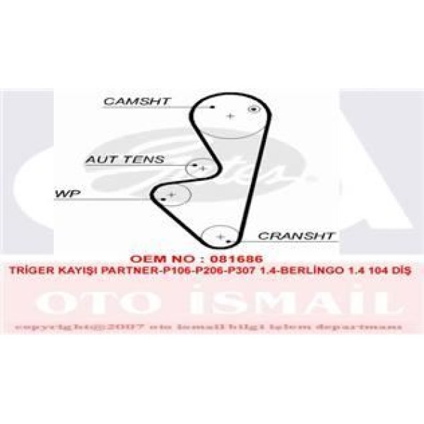 GATES 5575XS Triger Eksantrik Kayışı 106 206 207 306 307 Partner / Ax Saxo C2 C3 Berlingo 1.4 104X17