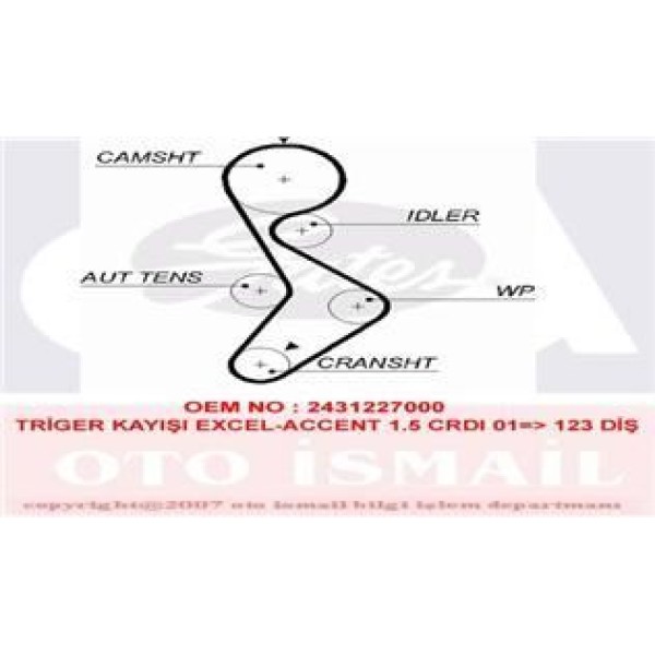 GATES 5579XS Triger Eksantrik Kayışı Accent Admire Getz Tucson / Sportage 1.5 CRDI 2.0 CRDI 123X280 