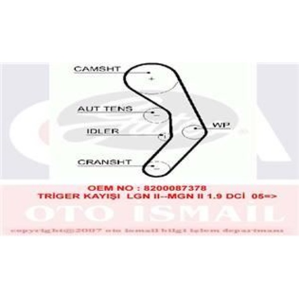 GATES 5610XS Triger Eksantrik Kayışı Megane II Laguna II / Grand Vitara Vitara 1.9 Ddıs 1.9 DCI 133X 