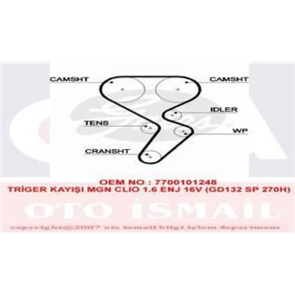 GATES 5671XS Triger Eksantrik Kayışı CLIO Megane Laguna / Sandero 1.6 16V 132X270