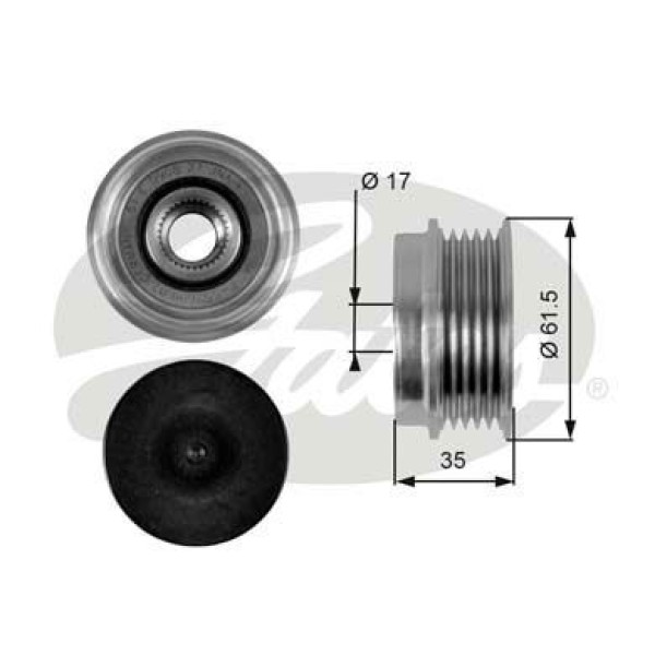 GATES OAP7033 Alternatör Kasnağı Passat 97-00 / A4 1.9 TDI 1.8 1.8T 1.6