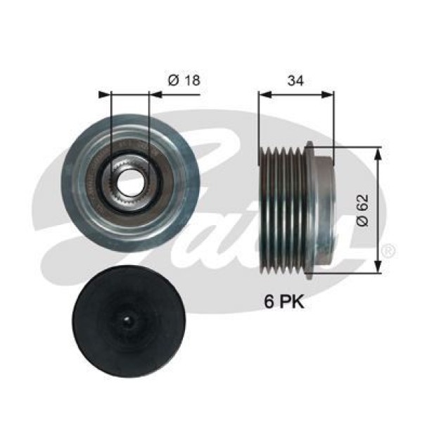 GATES OAP7203 Alternatör Kasnağı Rulmanlı Yaris 1.4 D4D 05- 
