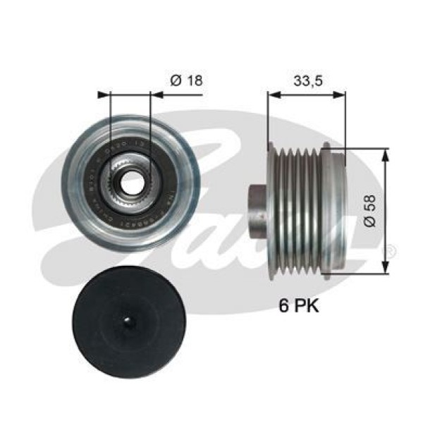 GATES OAP7210 Alternatör Kasnağı Rulmanlı Toyota Urban Cruiser-Verso S 1.4D-4D 10-16 Subaru Trezıa 1