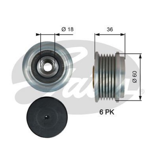 GATES OAP7215 Alternatör Kasnağı Rulmanlı Toyota Aygo 1.0 14- 108 C1 1.0Vtı 14- 