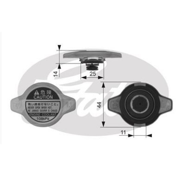 GATES RC134 Radyatör Kapağı Mazda Mitsubishi