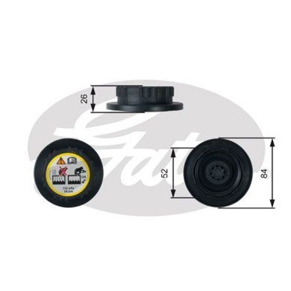 GATES RC246 Radyatör Yedek Su Depo Kapağı Landrover Discovery 2.7Td 2.7Tdv6 09-18 Freelander 1.8 2.0
