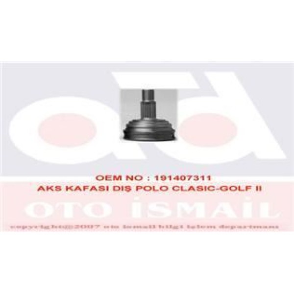 GKN GLANZER 301023 Aks Kafası Dış Polo Classıc Caddy 1.6 1.9 Aft 1Y