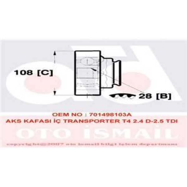 GKN GLANZER 302374 Aks Kafası Iç Transporter T4 2.4 2.5