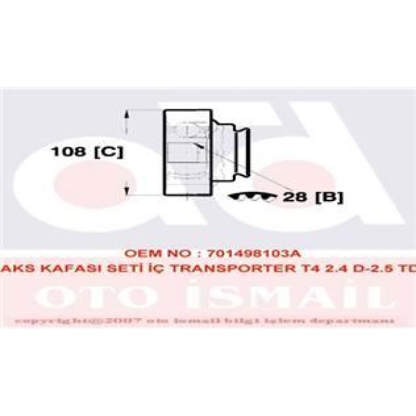 GKN GLANZER 302464 Aks Kafası Iç Transporter T4 2.4 2.5 Saçlı Körüklü