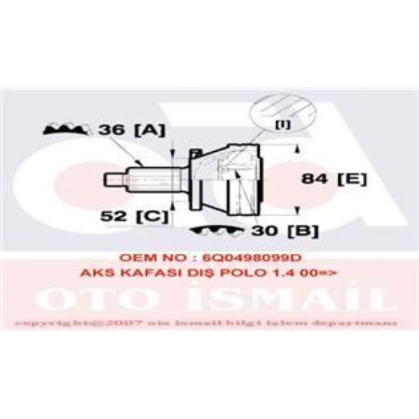 GKN 306215 Aks Kafası Polo Cordoba Fabia 1.4 16V Bby Bbz Bky Cgpa-Cggb 303556