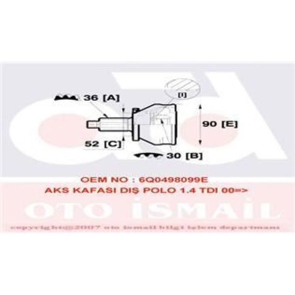 GKN GLANZER 306216 Aks Kafası Polo 02-14 / Cordoba Ibiza / Fabia Roomster 1.4 TDI