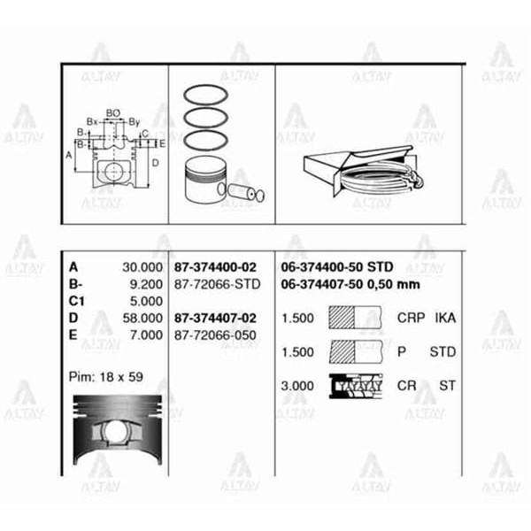 GOETZE ISS 6-374400-50 Segman Std 2E 1300 Corolla Goetze