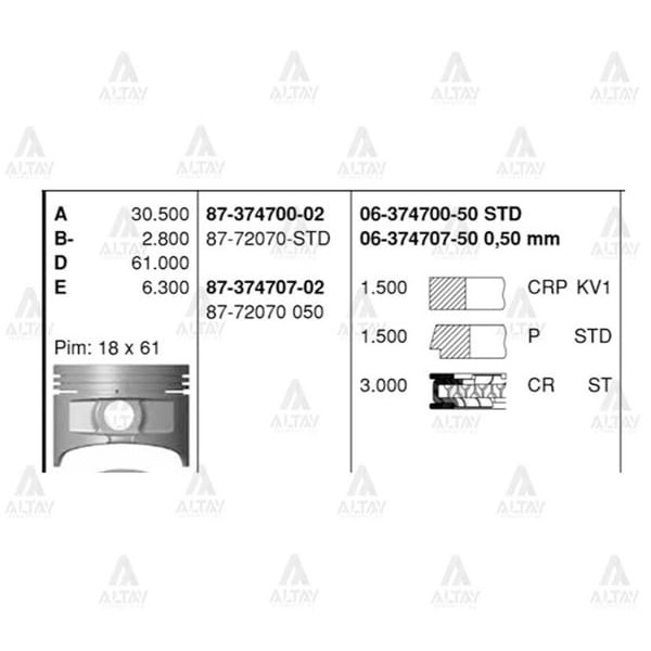 GOETZE ISS 6-374700-50 Segman Std Corolla 4Af 1.6 Krb 88-97 