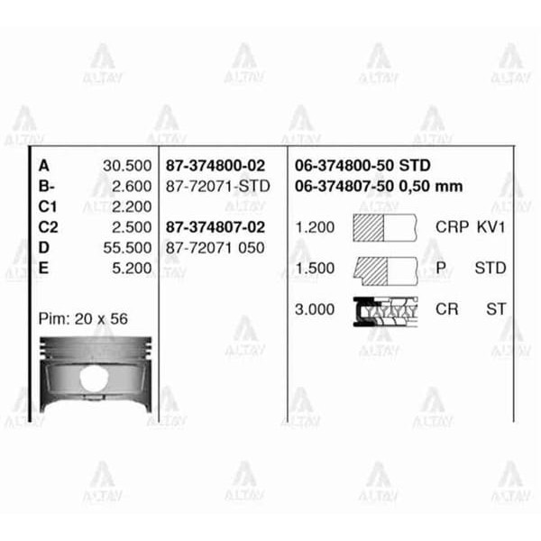 GOETZE ISS 6-374807-50 Segman 81.50Mm 0.50 1.2 1.5 3 Corolla 1.6 87- 4Afe Enjektörlu Lamellı