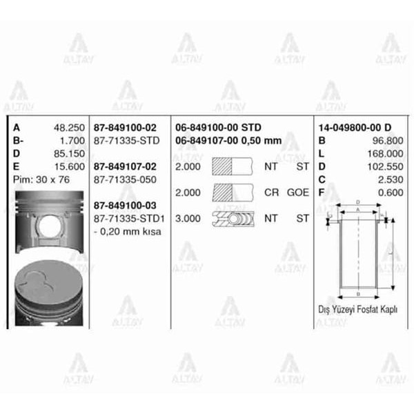 GOETZE ISS 6-849100-0 Segman Std Hı Besta Goetze
