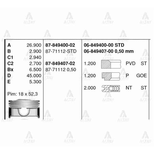 GOETZE ISS 6-849400-0 Segman Std I30 Ix35 Sportage 1.6 Dizel Gdı G4Fd 77.00 Mm 