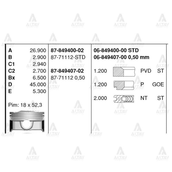 GOETZE ISS 6-849407-0 Segman Std İ30 İx35 Sportage 1.6 Dizel Gdı G4Fd 77.50 Mm