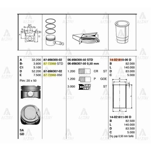 GOETZE ISS 6-898307-0 Segman 0.50 Corolla 1600 Vvtı Goetze