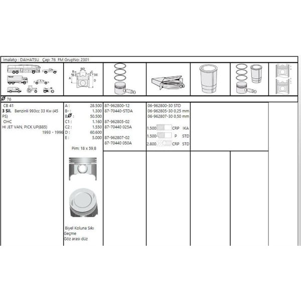GOETZE ISS 6-962800-0 Segman Std Hıjet 89-96