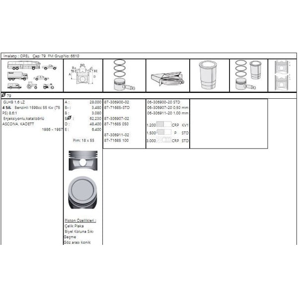 GOETZE ISS 63069072G Segman Asconakadett 1600 